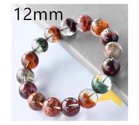 Bracelet en perles rondes de quartz fantôme rouge vert naturel for femmes et hommes, cristal extensible fantôme jaune coloré de 8 mm, 10 mm, 12 mm et 14 mm(12mm)
