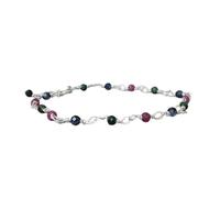 Bracelet en perles rondes facettées de 3 mm avec rubis, saphir et émeraude, fermoir plaqué argent de 17,8 cm, pour hommes et femmes | LK_STACK_08601