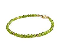 Bracelet en perles rondes facettées péridot de 3,5 mm, fermoir plaqué or de 17,8 cm, pour hommes et femmes | LK_STACK_05344