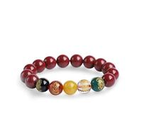 Bracelet en Pierre de Cristal pour Femme,Dragon Pattern,Bracelet Spirituel en Pierres Précieuses Naturelles 8 mm,Glass,Woood,Cinnabar,Bracelets Amitié,Cadeau Femme Bracelets Pierre Naturelle (2#)