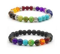 Bracelet en pierre de lave, Bracelet de bouddhisme Zen 2x Bracelet de yoga en énergie thérapeutique Bracelet de Bouddha de guérison de Chakra