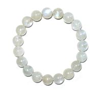 Bracelet en pierre de lune 10 mm, chakra couronne - Pierre précieuse naturelle pour l'amour et les relations | Réglable de 19 à 20 cm | Coffret cadeau et pochette en velours inclus