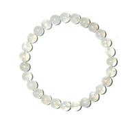 Bracelet en pierre de lune 6 mm, chakra couronne - Pierre précieuse naturelle pour l'amour et les relations | Réglable de 19 à 20 cm | Coffret cadeau et pochette en velours inclus