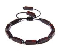 Bracelet En Pierre De Sang Naturelle Chakra, Tissage De Pierres Précieuses Pour Femmes, Cristal De Guérison Rectangulaire, Bracelet Réglable, Bracelets À Breloques De Yoga Pour Hommes, Bijoux De