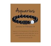 Bracelet En Pierre De Signe Astrologique Du Zodiaque - Bracelet En Perles D'Onyx Noir Naturel De 8 Mm - Constellation Du Zodiaque, Horoscope, Bijoux D'Astrologie Céleste - Cadeau Pour Femme Et Ho