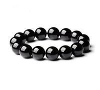 Bracelet en pierre de tourmaline naturelle noire originale de 8 mm