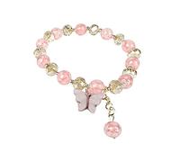 Bracelet en pierre naturelle avec pendentif papillon - Appréciation pour femme et fille - Bracelet de perles en pierres précieuses - Pour manger et piercing, taille unique, Verre, Pas de gemme