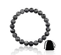 Bracelet en pierre naturelle, bracelet élastique pour homme et femme, bracelets porte-bonheur, guérison énergétique, équilibre, bracelet avec pierre noire pailletée - cadeau dans un sac en flanelle