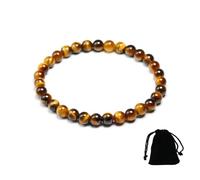 Bracelet en pierre naturelle, bracelet élastique pour homme et femme, bracelets porte-bonheur, guérison énergétique, équilibre, bracelet avec pierre naturelle œil de tigre - dans un sac flanelle