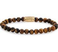 Bracelet en pierre naturelle de 6mm en optique oeil de tigre avec fermoir en acier inox plaqué or - Rebel&Rose modèle : RR-60120-G-S