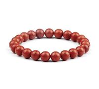 Bracelet en Pierre Naturelle de 8mm,Élégant Bracelet Élastique en Perles de Jaspe Rouge Fait Main pour Cadeaux D'Amitié Unisexes,Festival,Anniversaire,8mm
