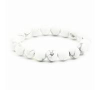 Bracelet en Pierre Naturelle de 8mm pour Homme et Femme,Perles de Chakra en Howlite,Élastique et Réglable,Idéal pour Un Anniversaire,Un Yoga ou Un D'Amitié.