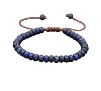 Bracelet en pierre naturelle forme boulier de 4 mm avec cordon reglable, homme ou femme (lapis lazuli)