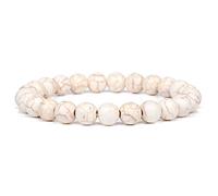 Bracelet en pierre naturelle Hommes Perles Bracelet Mixte Coloré Perles Bracelets Simple Elastic Strand Bijoux Hommes Femmes 8mm, Beige Howlite, 17cm