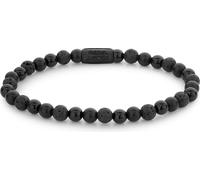 Bracelet en pierre naturelle noire de 6mm avec fermoir en acier fin noir - Rebel&Rose modèle : RR-60088-B-M
