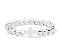 Bracelet en Pierre Naturelle pour Homme et Femme,8mm,Fait Main,Perles Avec Croix,Réglable,Extensible,Pierres Précieuses Naturelles,pour Cadeaux Religieux,Cristal Blanc,8mm
