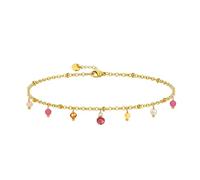 Bracelet en pierre naturelle pour les femmes 14K plaqué or imperméable délicate coloré perles charme délicat mignon été Boho Beach bracelet bijoux cadeau sœur, meilleur ami, anniversaire (coloré 04)