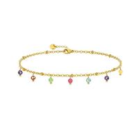 Bracelet en pierre naturelle pour les femmes 14K plaqué or imperméable délicate coloré perles charme délicat mignon été Boho Beach bracelet bijoux cadeau sœur, meilleur ami, anniversaire (05 coloré)