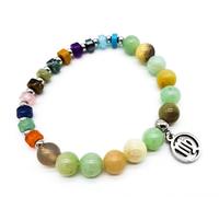 Bracelet en pierre précieuse avec signe du zodiaque dans une boîte cadeau | Protection chance, amour énergie (amazonite vierge, 18 cm)