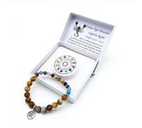 Bracelet en pierre précieuse avec signe du zodiaque dans une boîte cadeau | Protection chance, amour énergie (Scorpion Laguna, agate, 18 cm)