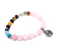 Bracelet en pierre précieuse avec signe du zodiaque dans une boîte cadeau | Protection chance, amour et énergie (cancer, quartz rose, 18 cm)