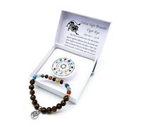 Bracelet en pierre précieuse avec signe du zodiaque dans une boîte cadeau | Protection du bonheur amour énergie, 18 cm