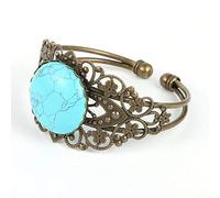 Bracelet en Pierre,Vintage Boho Unisexe Perles en Pierre Naturelle Bracelet Réglable 7 Chakra Large Chaîne en Bronze Incrusté Rond Bleu Turquoises Bracelets Fête d'anniversaire pour Femmes Hommes