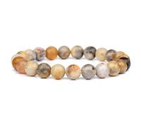 Bracelet en pierres jaunes, oranges et marron, perles de 8 mm, bijoux guérison cristal, cadeaux for hommes femmes(19cm,Q)