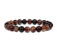 Bracelet en pierres jaunes, oranges et marron, perles de 8 mm, bijoux guérison cristal, cadeaux for hommes femmes(19cm,K)