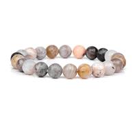 Bracelet en pierres jaunes, oranges et marron, perles de 8 mm, bijoux guérison cristal, cadeaux for hommes femmes(19cm,N)