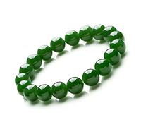 Bracelet En Pierres Naturelles - Bracelet En Jade Vert Naturel Véritable Pour Hommes, Perles De Pierre De Jades, Bracelets En Jaspe Perlé Élastique Pour Femmes, Bijoux Fins, Bracelets Pi Xiu, Vert