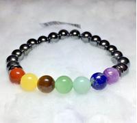 Bracelet en pierres naturelles semi-précieuses 8mm Hématites 7 chakras - Mixte