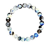 Bracelet En Pierres Précieuses,Bracelet Élastique Perles Minérales - Bijou En Agate Bleue Ajustable Pour Couple Sport Yoga Loisirs Voyage