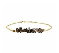 Bracelet en quartz fumé brut de 3 à 5 mm, perles taillées grossièrement, fermoir plaqué or, 17,8 cm, pour hommes et femmes | LK_STACK_06193