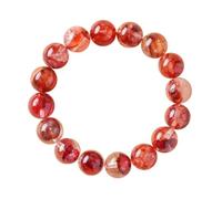 Bracelet en quartz hématoïde rouge naturel, bracelet extensible en cristal