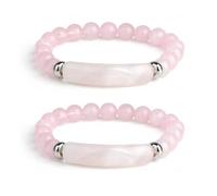 Bracelet en quartz rose pour femme, perles de cristal de 8 mm, pierre d'énergie chakra, bracelet d'amour rose, bijou porte-bonheur idée cadeau pour jeunes femmes adultes