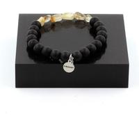 Bracelet en quartz rutile doré du Brésil + perles d'onyx noires mates 8 mm
