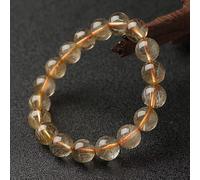 Bracelet en quartz rutile doré pour femme | Perles de cheveux dorés naturels de 8 mm avec inclusions de fil doré, réglable de 14 à 18 cm, entretoise en bois de santal et boucle en alliage (5 mm, 3