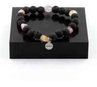 Bracelet en quartz rutile et améthyste du Brésil + perles de lave de 8 mm