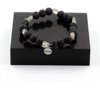 Bracelet en quartz rutile et tourmaline du Brésil + perles de lave de 8 mm