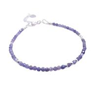 Bracelet en quartz tanzanite, perles rondes à facettes de 3 mm, fermoir plaqué argent réglable de 17,8 cm, pour hommes et femmes | LK_STACK_06386