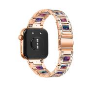 Bracelet en résine métallique for montre Huawei Fit4Pro Fit4 Fit3, connecteurs spécialisés, remplace le bracelet en acier inoxydable Accessoires(Rose gold green flowers,For Fit 3)