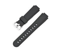 Bracelet en résine TPU compatible avec la montre électronique Casio AW-90H, bracelet en caoutchouc noir, interface spéciale, boucle ardillon en acier, accessoires(Black silver)