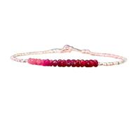 Bracelet en rubis et saphir rose, perles facettées de 3 à 3,5 mm, taille ronde, fermoir plaqué argent réglable de 17,8 cm, pour hommes et femmes | LK_STACK_08571
