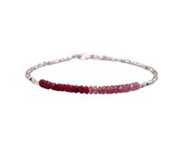 Bracelet en rubis et saphir rose, perles facettées de 3 à 3,5 mm, taille rondelle, fermoir plaqué argent, 17,8 cm, pour hommes et femmes | LK_STACK_08570