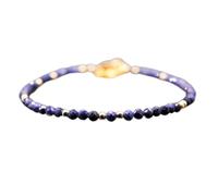 Bracelet en saphir bleu de 3 mm, perles rondes à facettes, fermoir plaqué or réglable de 17,8 cm, pour hommes et femmes | LK_STACK_01631