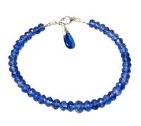 Bracelet en saphir bleu de 4 à 4,5 mm, perles facettées en forme de rondelle, fermoir plaqué argent de 17,8 cm, pour hommes et femmes | LK_STACK_01590