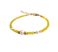 Bracelet en saphir de Ceylan et perles d'eau douce de 3 à 3,5 mm, forme ronde et taille lisse, fermoir plaqué or réglable de 17,8 cm, pour hommes et femmes | LK_STACK_07295