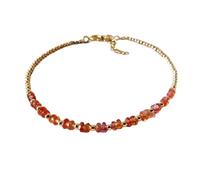 Bracelet en saphir Padparadscha de 2 à 2,5 mm, perles rondes lisses, fermoir plaqué or réglable de 17,8 cm, pour hommes et femmes | LK_STACK_05237