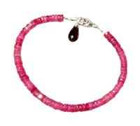 Bracelet en saphir rose de 3 à 3,5 mm, perles à facettes, taille rondelle, 17,8 cm, fermoir plaqué argent réglable, pour hommes et femmes | LK_STACK_05490
